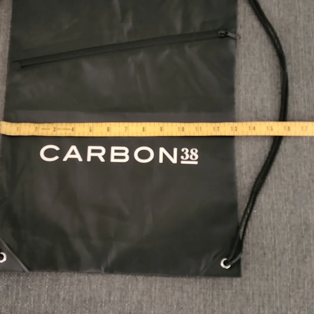 CARBON 38 Black Nylon Logo Drawstring Sling String Bag Backpack Gym Sports
